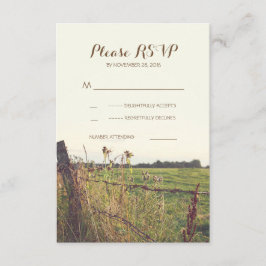 Tarjetas RSVP de bodas de alambre de púas rurales