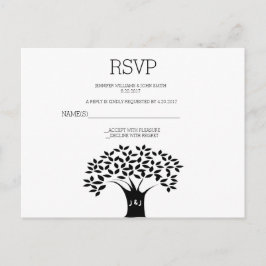 Tarjetas RSVP de bodas de árbol de B&W