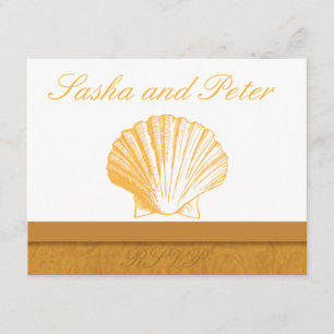 Tarjetas RSVP de bodas de arena dorada