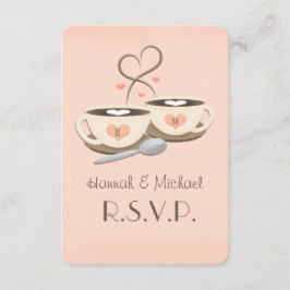 Tarjetas RSVP de bodas de café con monograma de Ru