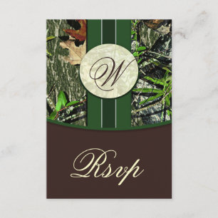 Tarjetas RSVP de Bodas de Camo de Monograma Marrón