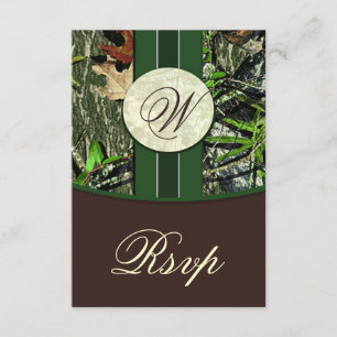 Tarjetas RSVP de Bodas de Camo de Monograma Marrón