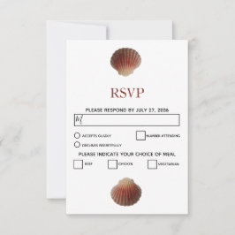 Tarjetas RSVP de bodas de conchas marinas de playa