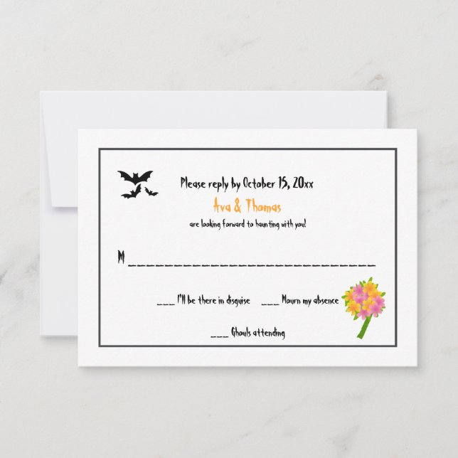 Tarjetas RSVP de bodas de Halloween (Anverso)