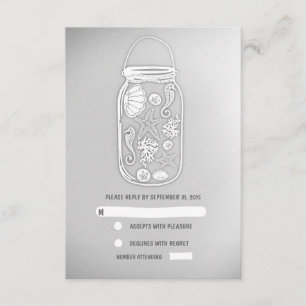 tarjetas RSVP de bodas de marisco de playa gris cl