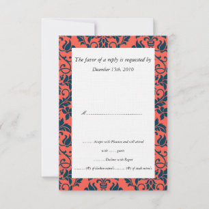 Tarjetas RSVP de bodas de matrimonio y damasco de 