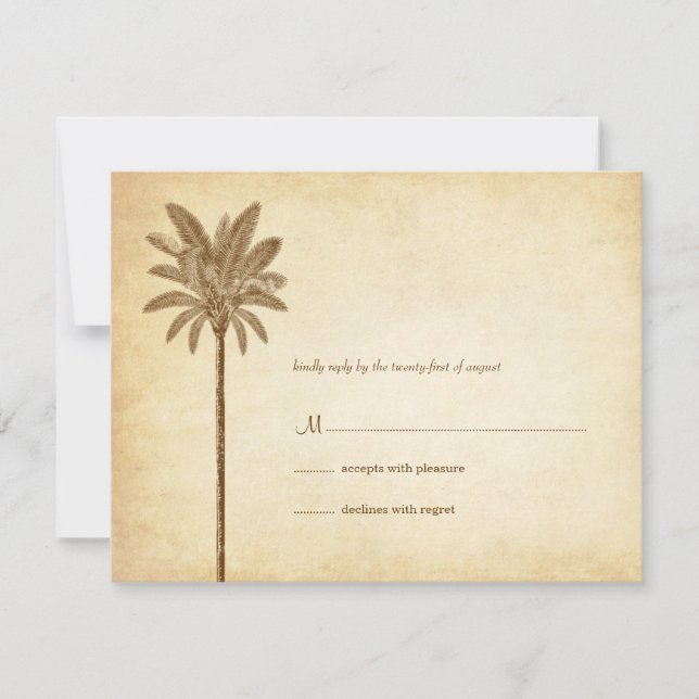 Tarjetas RSVP de bodas de palmeras antiguas (Anverso)