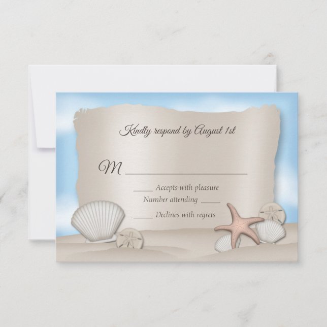Tarjetas RSVP de bodas de playa (Anverso)