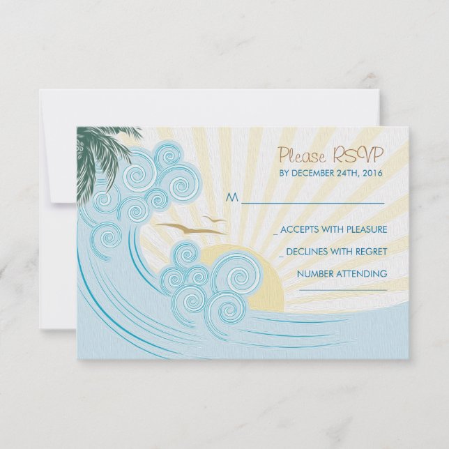 Tarjetas RSVP de bodas de playa (Anverso)