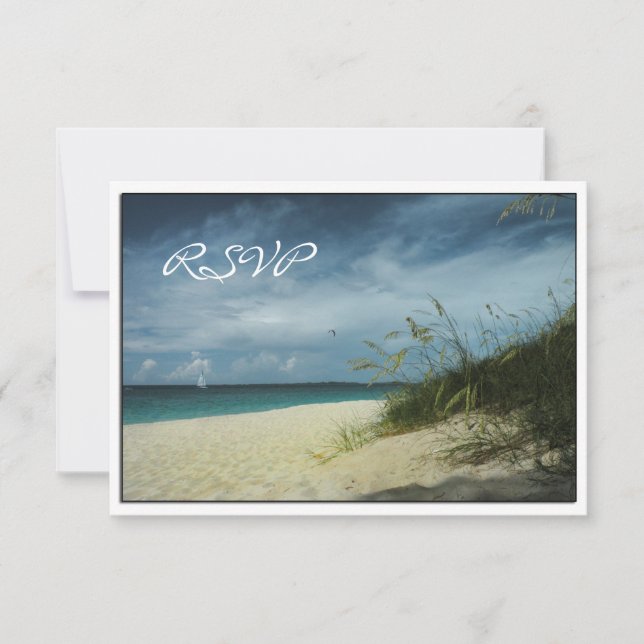 Tarjetas RSVP de bodas de playa (Anverso)