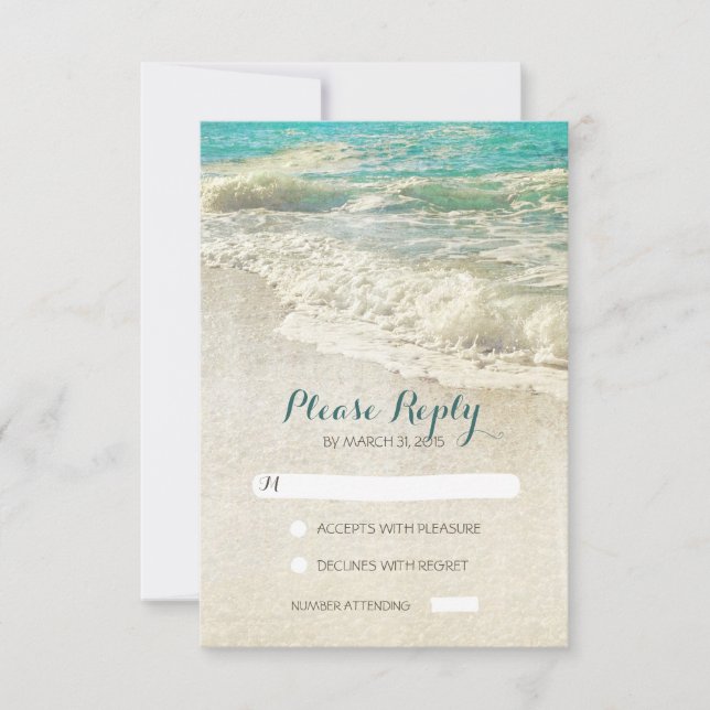 tarjetas RSVP de bodas de playa vintage (Anverso)