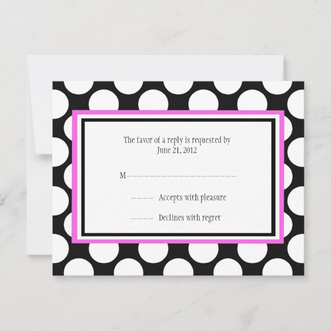 Tarjetas RSVP de bodas de Punto de Polka Rosa (Anverso)