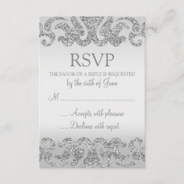 Tarjetas RSVP de bodas de Purpurina plateado