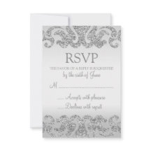Tarjetas RSVP de bodas de Purpurina plateado