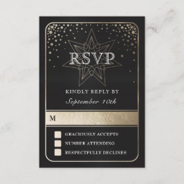 Tarjetas RSVP de bodas de unión celestial (oro)