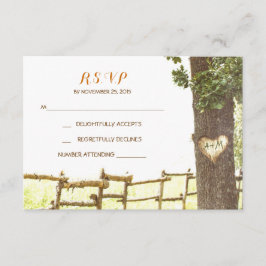 tarjetas RSVP de bodas en el campo del árbol de am