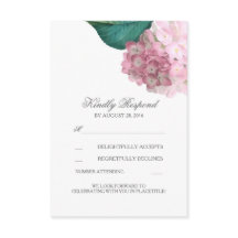 Tarjetas RSVP de bodas florales de Hydrangea rosa