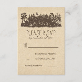 Tarjetas RSVP de bodas rústicas de bosque