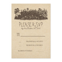 Tarjetas RSVP de bodas rústicas de bosque