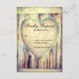 Tarjetas RSVP de Bodas Rústicas de Madera tallada