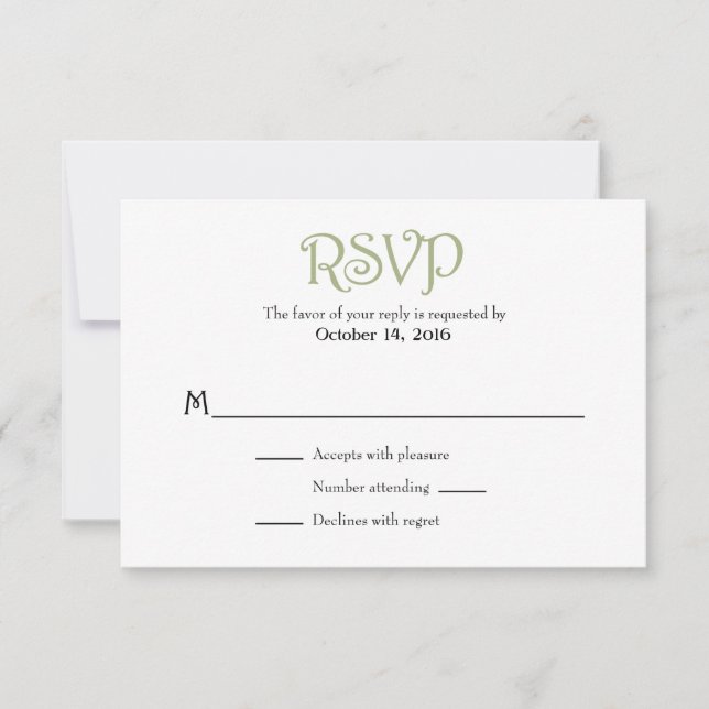 Tarjetas RSVP de bodas simples de bodas de oliva b (Anverso)