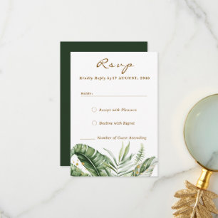 Tarjetas RSVP de Boho Boho Green Leaf Budget
