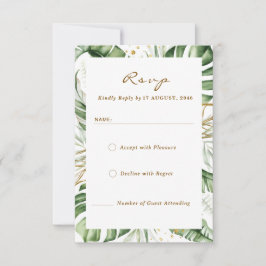 Tarjetas RSVP de Boho Boho Green Leaf Budget