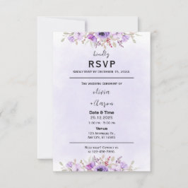 Tarjetas RSVP de Boho Purple Floral Wedding