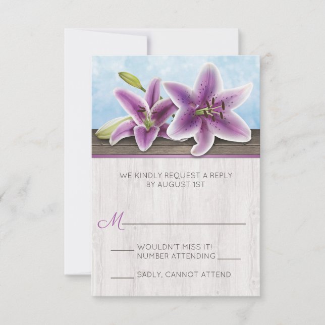 Tarjetas RSVP de bonito de Lily Púrpura (Anverso)