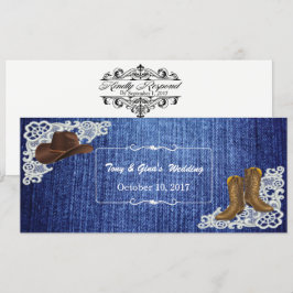 Tarjetas RSVP de boots y bodas de encaje