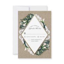 Tarjetas RSVP de Calla Lily Burlap y de Boda de La