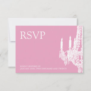 Tarjetas RSVP de candelabro rosa con clase (3.5x5)