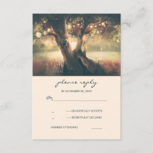 Tarjetas RSVP de casamiento de árbol del corazón t