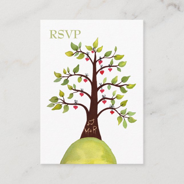 Tarjetas RSVP de casamiento de casamiento de árbol (Anverso)