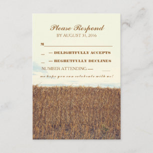 tarjetas RSVP de casamiento de paja rústico