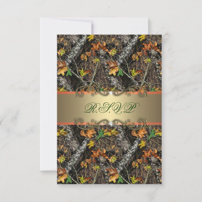 Tarjetas RSVP de casamiento formal de camo (Anverso)