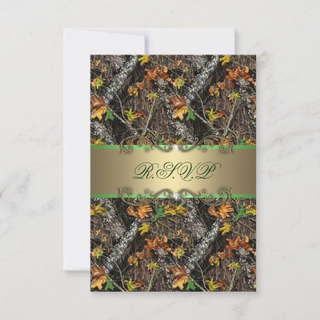 Tarjetas RSVP de casamiento formal de camo (Anverso)