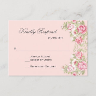 Tarjetas RSVP de cascarilla rosa Rubor de color de