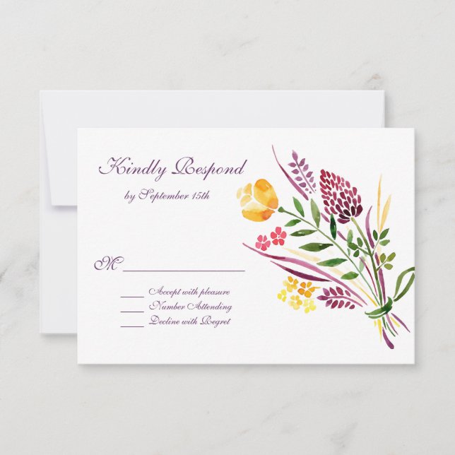 Tarjetas RSVP de casquería floral moderna (Anverso)