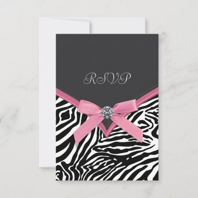 Tarjetas RSVP de cebra rosa (Anverso)
