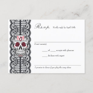 Tarjetas RSVP de chalkboard Background Lace Sugar