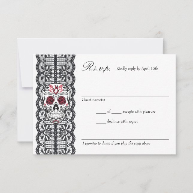 Tarjetas RSVP de chalkboard Background Lace Sugar  (Anverso)