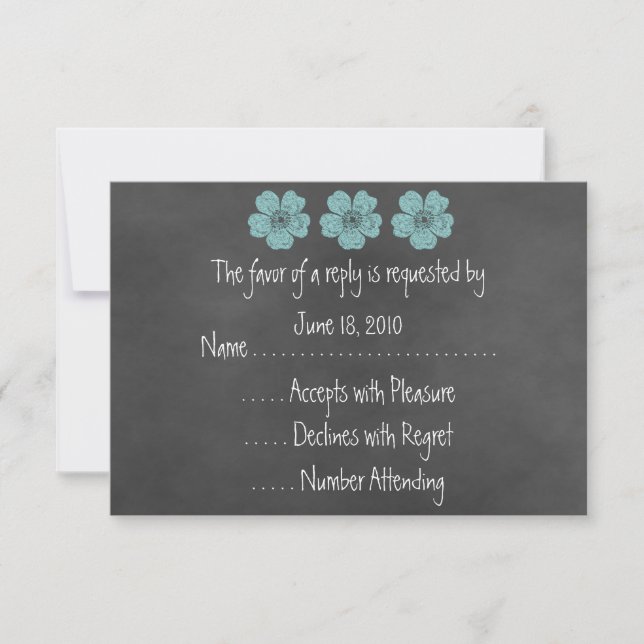 Tarjetas RSVP de Chalkboard para Rosas Verde azula (Anverso)