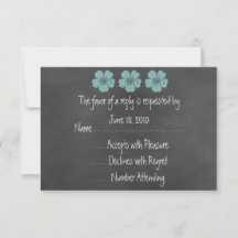 Tarjetas RSVP de Chalkboard para Rosas Verde azula