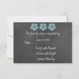 Tarjetas RSVP de Chalkboard para Rosas Verde azula