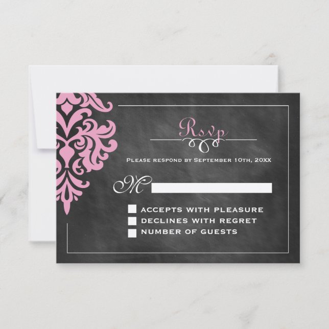 Tarjetas RSVP de Chalkboard Vintage (Anverso)