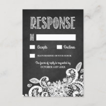 Tarjetas RSVP de Chalkboard y de Boda Rústica Lace