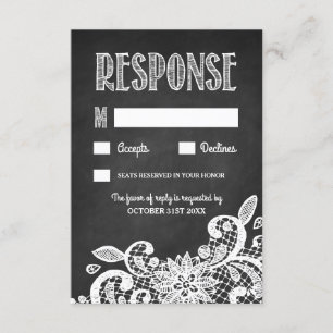 Tarjetas RSVP de Chalkboard y de Boda Rústica Lace
