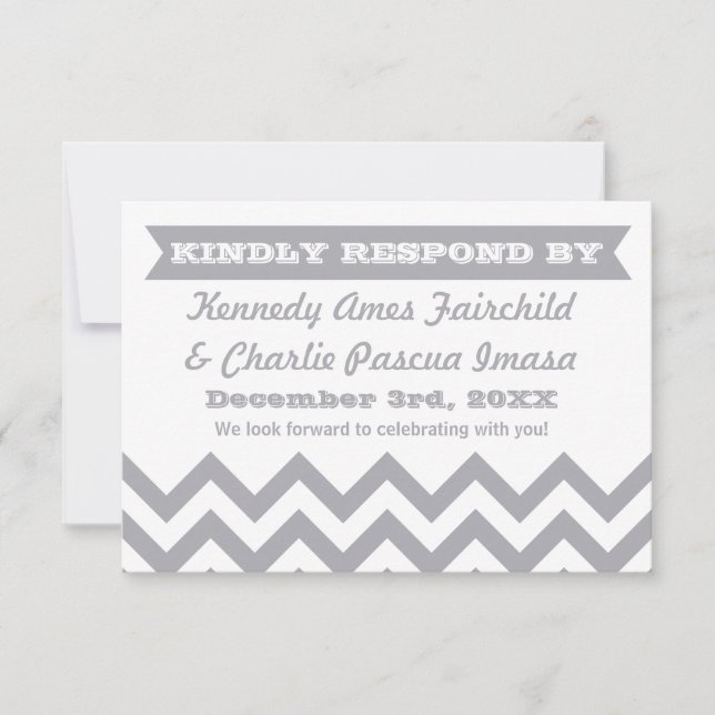 Tarjetas RSVP de Chevron Wedding (Anverso)