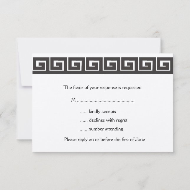 Tarjetas RSVP de clave griega (Anverso)